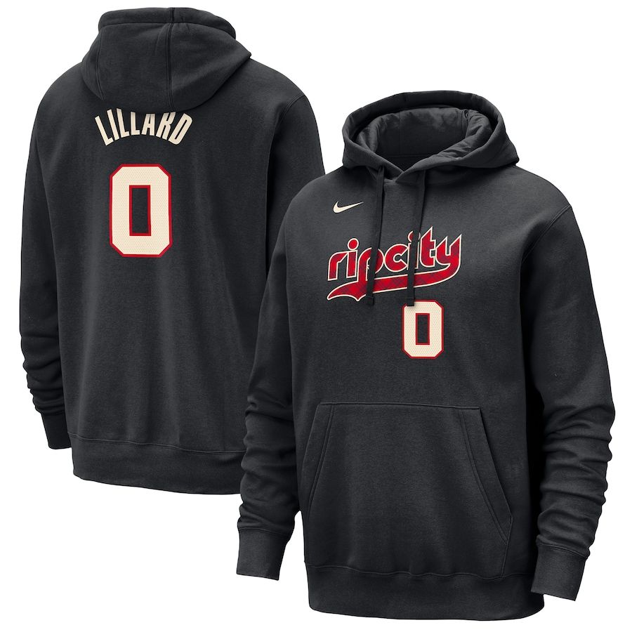 Men Portland Trail Blazers #0 Lillard Black Nike Season city version Sweatshirts 23-24 NBA Jersey->miami heat->NBA Jersey